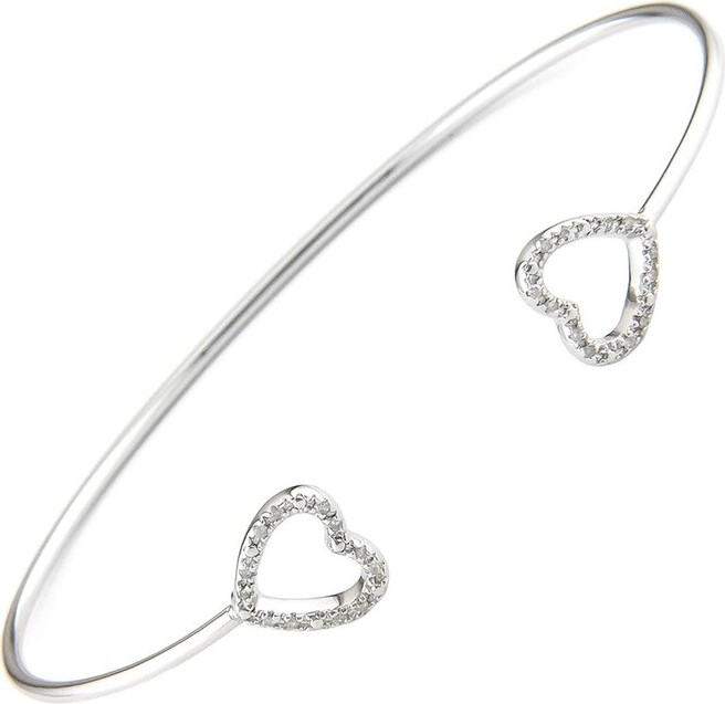 Diamond Select Cuts Silver 0.07 ct. tw. Diamond Heart Bangle Bracelet