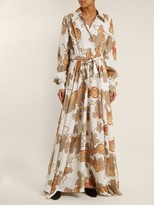 Thumbnail for your product : Edward Crutchley Tie-waist Leaf-print Woven Dress - White Multi