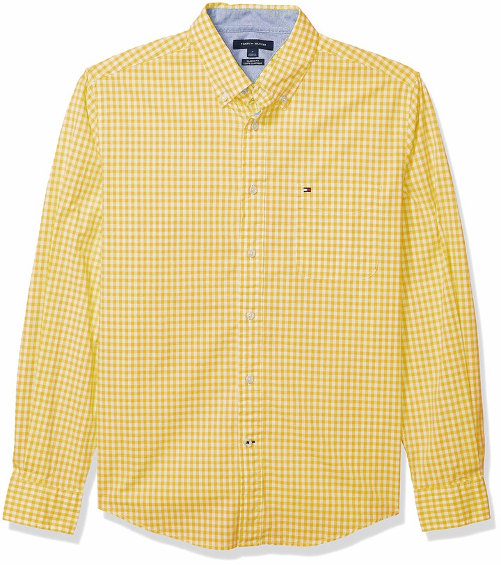 yellow tommy hilfiger shirt long sleeve