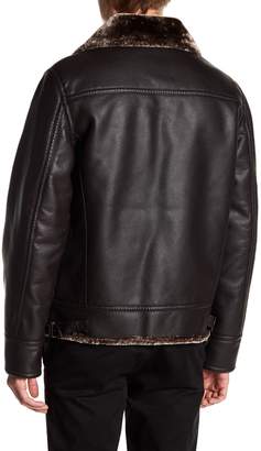 Karl Lagerfeld Paris Faux Leather Faux Shearling Lined Jacket