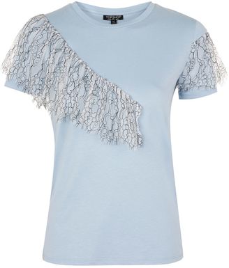 Topshop Lace Ruffle T-Shirt