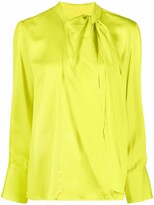 Thumbnail for your product : MSGM Draped-Neck Long-Sleeve Blouse