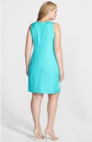 Thumbnail for your product : Jessica Howard Embroidered Trim Linen Blend Sheath Dress (Plus Size)