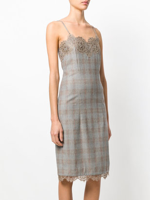 Blumarine lace trimmed checkered dress