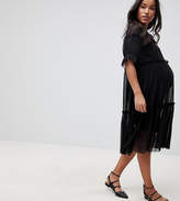 Thumbnail for your product : ASOS Maternity MATERNITY Tiered Mesh Smock Midi Dress