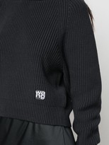 Thumbnail for your product : alexanderwang.t Logo Patch Knitted Hoodie