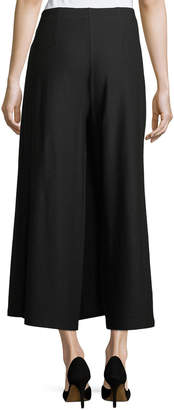 Eileen Fisher Wrap-Front Wide-Leg Crepe Pants