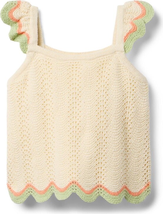 Janie and Jack Girls' Crochet Scallop Hem Top - Little Kid, Big Kid