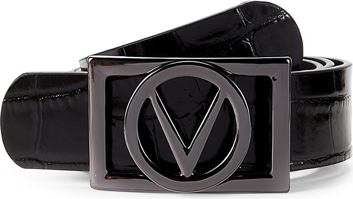 Valentino by Mario Valentino Logo & Croc Embossed Leather Belt - ShopStyle