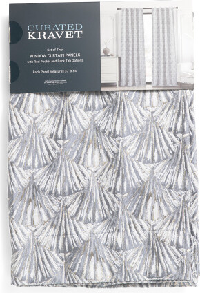 TJMAXX 37X84 Set Of 2 Metallic Chenille Jacquard Fans Window Panels, Polyester