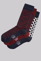 Thumbnail for your product : Moss Bros Wine & Navy Patterned Socks Gift Box