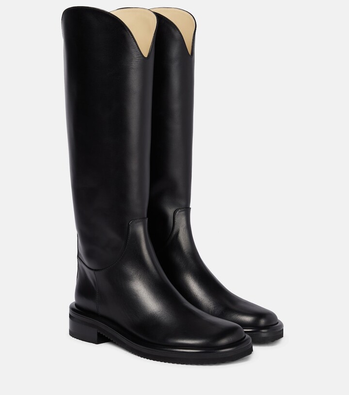 flat black riding boots womens