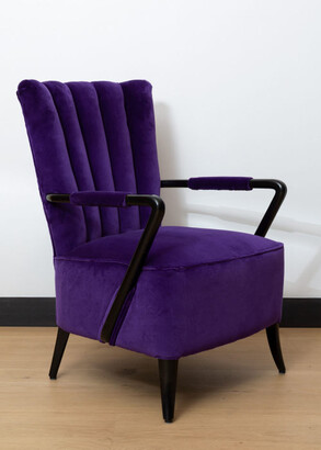 Paul Smith Scalloped Back Italian Armchairs With Purple Velvet Upholstery, 1940s - Set of Two