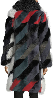 Tory Burch Morgan Shearling Intarsia Dogtooth Coat