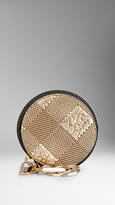 Thumbnail for your product : Burberry Embossed Check Leather Round Coin Case