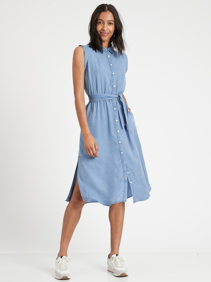 chambray button down dress