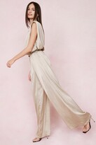 Thumbnail for your product : Nasty Gal Womens Satin Shoulder Padded Wide Leg Jumpsuit
