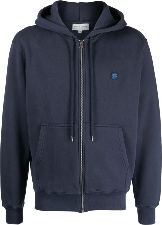 MAISON KITSUNÉ Fox-patch cotton drawstring hoodie