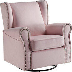 Fabric Upholstered Swivel Chair With Glider