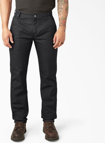 Men's Dickies Mens FLEX Fit Duck Carpenter Work Pants 44 Stonewashed Black Regular