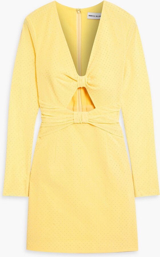 Crystal-embellished knotted cutout tulle mini dress