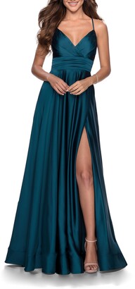 long flowy satin dress