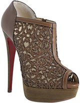 Thumbnail for your product : Christian Louboutin cognac leather 'Pampas 150' laser cut peeptoe booties