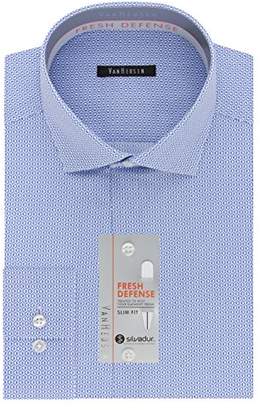 Van Heusen Men's Chrome Slim Fit Circular Print Spread Collar Dress Shirt