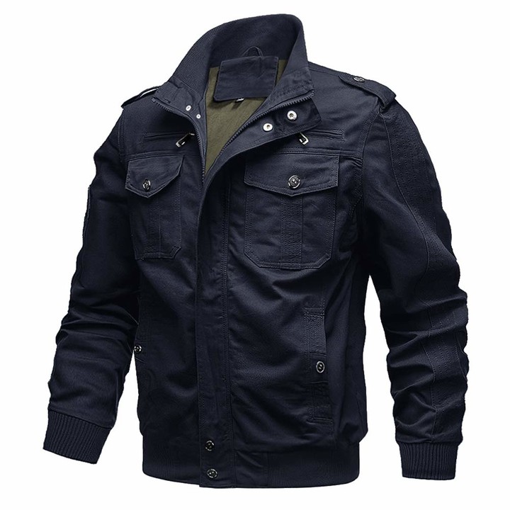 Cotrasen Mens Winter Jacket Casual Thicken Bomber Jacket with Zipper Pockets