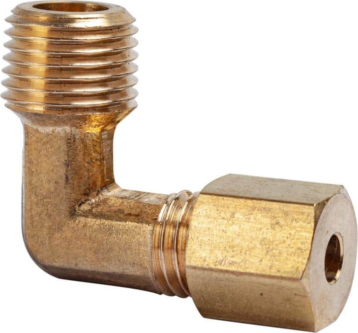 LTWFITTING 1/8 in. O.D. x 1/8 in. MIP Brass Compression 90-Degree Elbow Fitting (5-Pack)