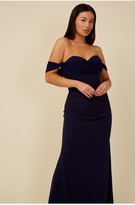 Thumbnail for your product : Little Mistress Bridesmaid Rafaela Navy Bardot Maxi Dress