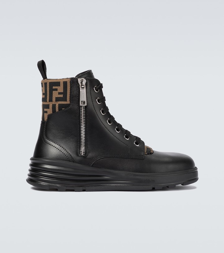 Fendi Leather combat boots - ShopStyle
