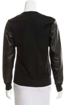 Helmut Lang Leather-Accented Scoop Neck Sweater