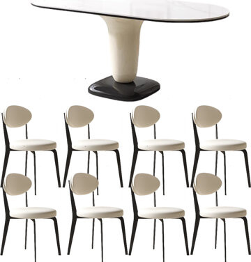 ASS Comfort Zone Creamy Hues Rock Plate Dining Table Oval 70.9'' L x 31.5'' W Dining Set