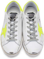 Thumbnail for your product : Golden Goose White and Yellow Fluo Superstar Sneakers