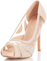 Thumbnail for your product : Quiz Gold Diamante Mesh Peep Toe Heels