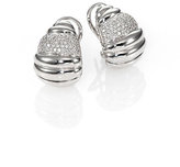 Thumbnail for your product : John Hardy Pave Diamond & Sterling Silver Ribbed Earrings