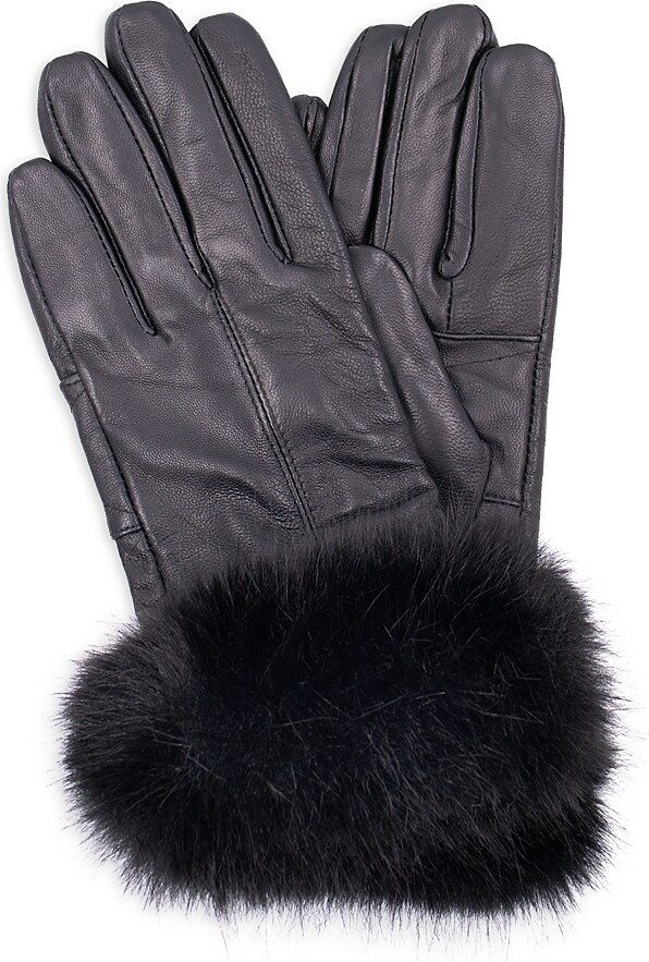Surell Faux Fur Trim Leather Gloves
