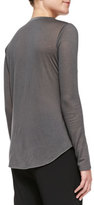 Thumbnail for your product : Vince Satin-Front Loose Jersey Top,  Slate