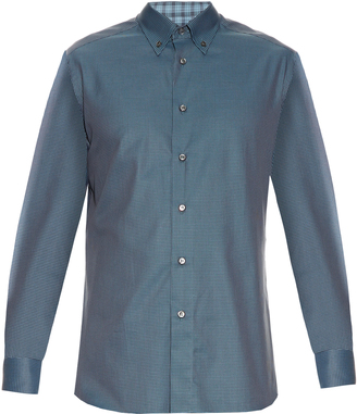 Brioni Micro-checked cotton shirt