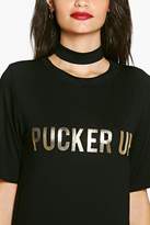 Thumbnail for your product : boohoo Iona Pucker Up Metallic Choker T-Shirt Dress