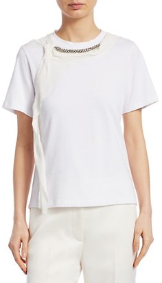 3.1 Phillip Lim Rhinestone-Embellished Cording Cotton T-Shirt