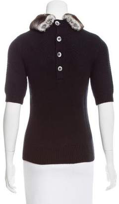 Carolina Herrera Fur-Trimmed Cashmere Sweater w/ Tags