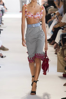 Thumbnail for your product : Altuzarra Benson Broderie Anglaise-trimmed Gingham Stretch-cotton Skirt - Black