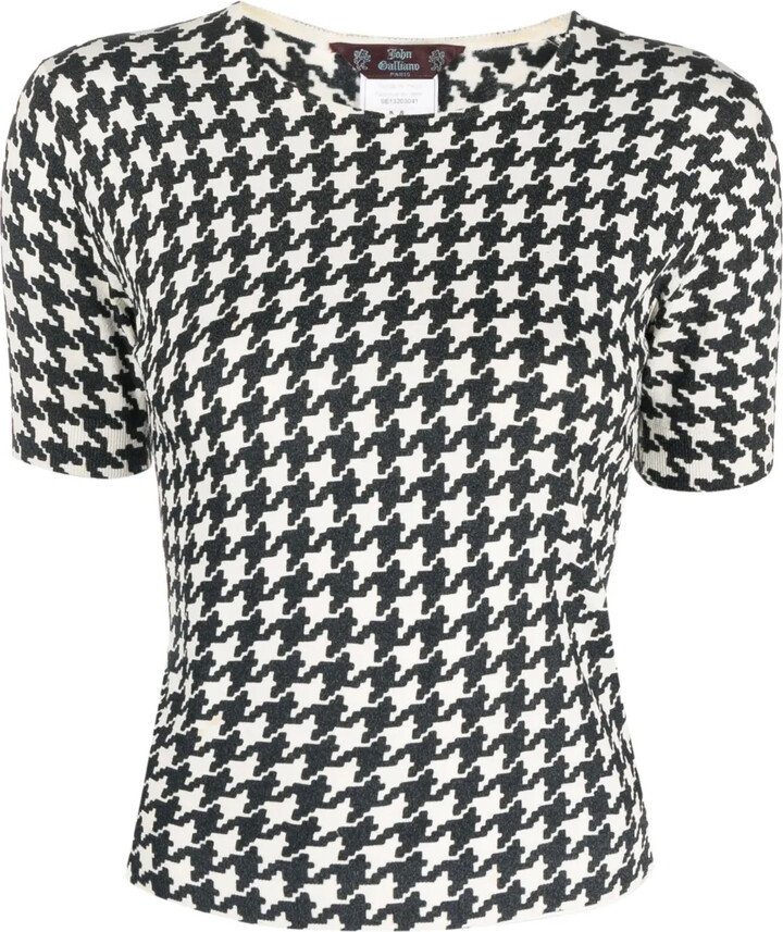 John Galliano Pre-Owned 1990s Houndstooth Print Short-Sleeved Top