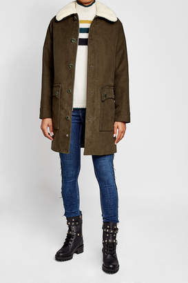 A.P.C. Cotton Parka with Faux-Shearling Collar