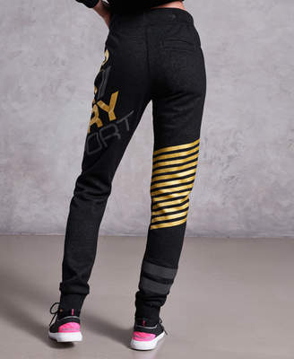 Superdry Diagonal Black And Gold Joggers