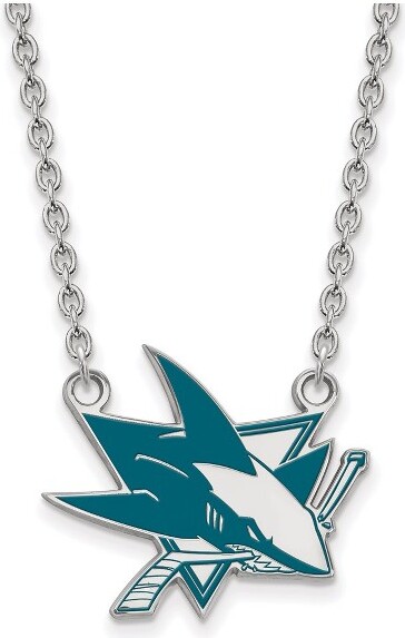 Black Bow Jewelry Co. BlackBowJewelrySterlingSilverSanJoseSharksNHLEnameledLargeMascotNecklace18Inch