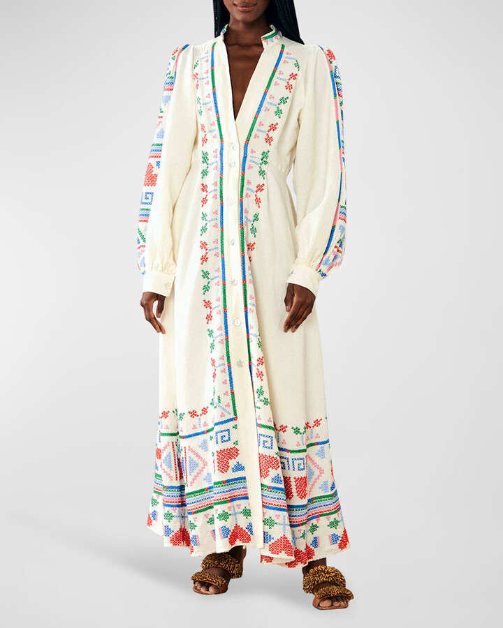 Farm Rio Graphic Embroidered Kaftan Maxi Dress ShopStyle