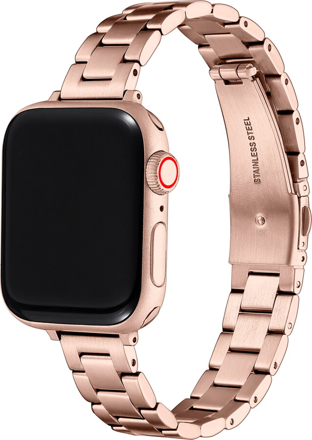 The Posh Tech Unisex Sloan Skinny Stainless Steel Band for Apple Watch Series 1-8,SE & Ultra Size 42-49mm-Rose Gold